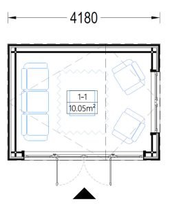 Friggebod TONIA (34 mm + 19 mm träbeklädnad), 4x3m, 12 m²