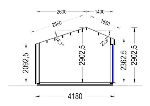 Friggebod TONIA (34 mm + 19 mm träbeklädnad), 4x3m, 12 m²