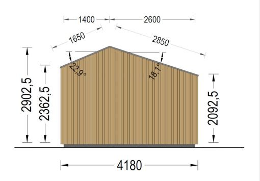 Friggebod TONIA (34 mm + 19 mm träbeklädnad), 4x3m, 12 m²