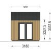 Friggebod TONIA (34 mm + 19 mm träbeklädnad), 5x3m, 12 m²