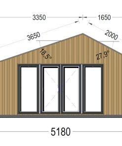 Friggebod TONIA (34 mm + 19 mm träbeklädnad), 5x3m, 12 m²