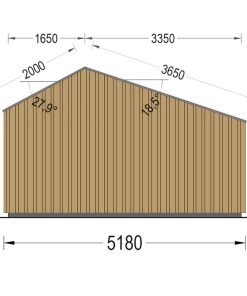 Attefallshus TONIA (34 mm + 19 mm träbeklädnad), 5x4m,20 m²