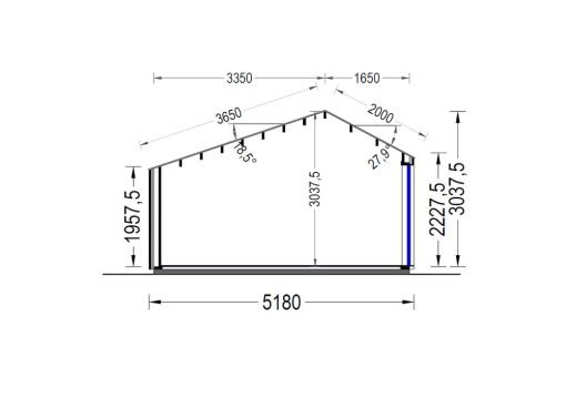 Attefallshus TONIA (34 mm + 19 mm träbeklädnad), 5x5m, 25 m²
