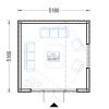 Attefallshus TONIA (34 mm + 19 mm träbeklädnad), 5x5m, 25 m²
