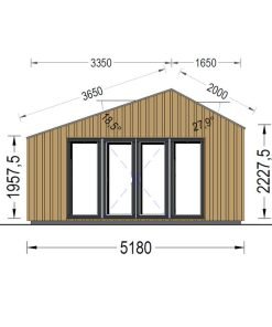 Attefallshus TONIA (34 mm + 19 mm träbeklädnad), 5x5m, 25 m²