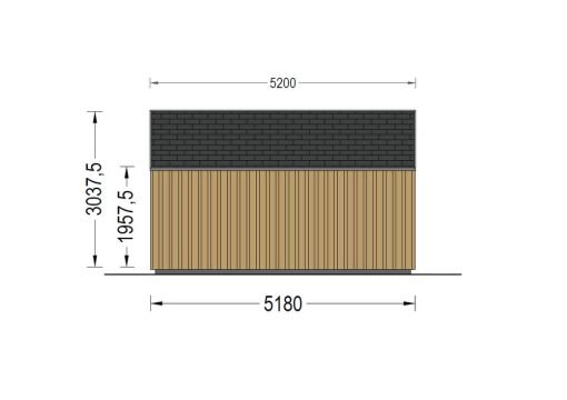 Attefallshus TONIA (34 mm + 19 mm träbeklädnad), 5x5m, 25 m²