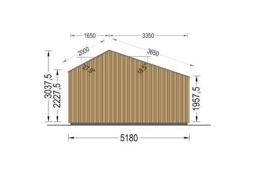 Attefallshus TONIA (34 mm + 19 mm träbeklädnad), 5x5m, 25 m²