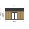 Attefallshus TONIA (34 mm + 19 mm träbeklädnad), 5x5m, 25 m²