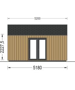 Attefallshus TONIA (34 mm + 19 mm träbeklädnad), 5x5m, 25 m²