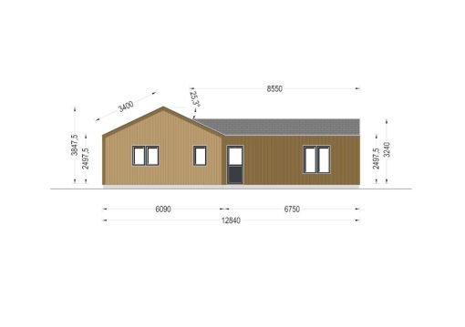 Trähus Valeri 80 m² (44 mm + 19 mm träbeklädnad)