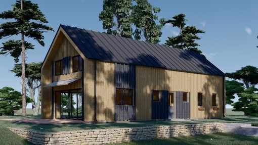 2-våningshus INGRID (44 mm + träbeklädnad), 170 m²