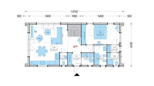 2-våningshus INGRID (44 mm + träbeklädnad), 170 m²