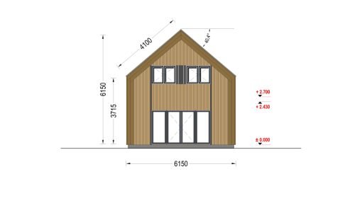 2-våningshus INGRID (44 mm + träbeklädnad), 170 m²