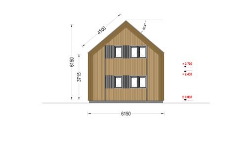2-våningshus INGRID (44 mm + träbeklädnad), 170 m²