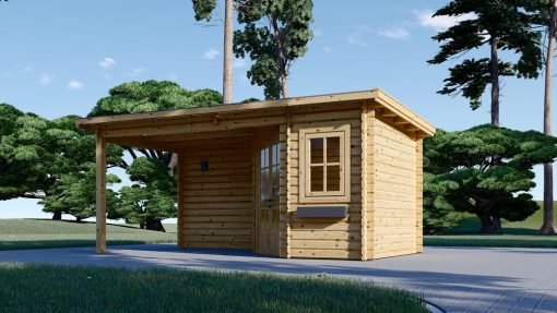 Friggebod med Terrass KATERINA (28 mm), 5×3 m, 7.5 m² + 7.5 m²