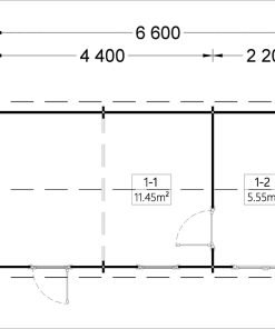 Attefallshus ELEONORA (44 mm), 6.6×3 m, 20 m²