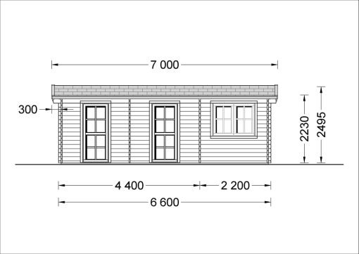 Attefallshus ELEONORA (44 mm), 6.6×3 m, 20 m²