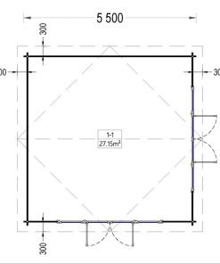 Attefallshus MIA (44 mm), 5.5×5.5 m, 30 m²