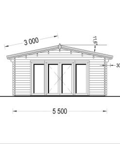 Attefallshus MIA (44 mm), 5.5×5.5 m, 30 m²
