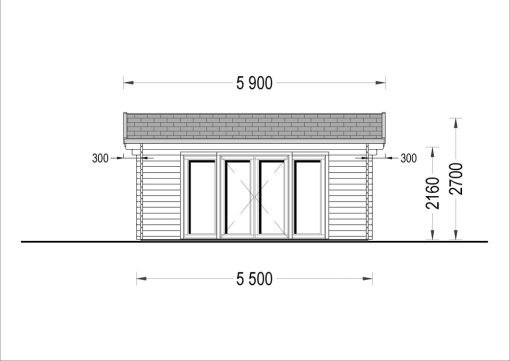 Attefallshus MIA (44 mm), 5.5×5.5 m, 30 m²