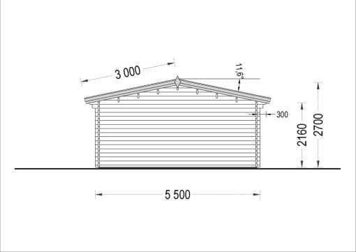 Attefallshus MIA (44 mm), 5.5×5.5 m, 30 m²