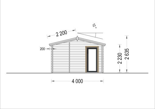 Attefallshus MARION (44 mm), 7.5×4 m, 30 m²