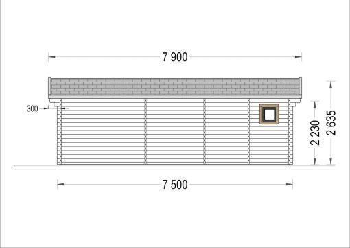 Attefallshus MARION (44 mm), 7.5×4 m, 30 m²