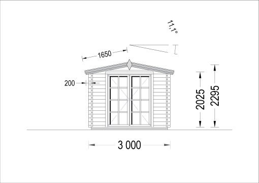 Trädgårdsbod ADAM (44 mm), 3×3 m
