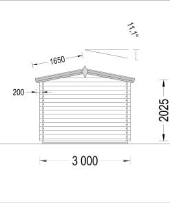 Trädgårdsbod ADAM (44 mm), 3×3 m