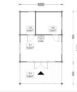 Attefallshus AGATA 39 m² (44 mm + 19 mm träbeklädnad)