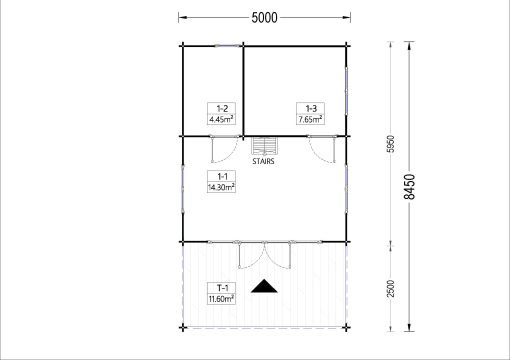 Attefallshus AGATA 39 m² (44 mm + 19 mm träbeklädnad)