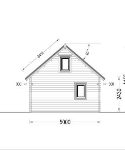 Attefallshus AGATA 39 m² (44 mm + 19 mm träbeklädnad)
