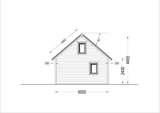 Attefallshus AGATA 39 m² (44 mm + 19 mm träbeklädnad)