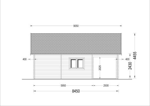 Attefallshus AGATA 39 m² (44 mm + 19 mm träbeklädnad)