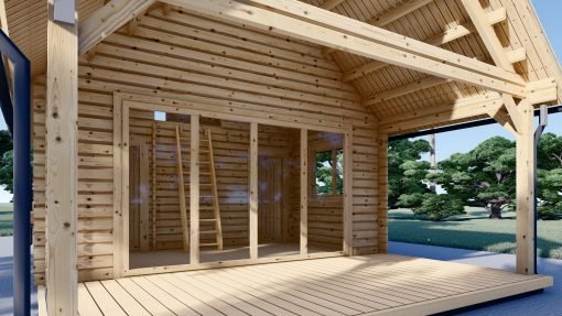 Attefallshus AGATA 39 m² (44 mm + 19 mm träbeklädnad)