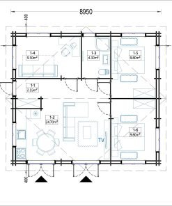Timmerstuga ALICE (44 + 44mm), 72 m²