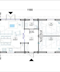 Timmerstuga ANICA (44 + 44mm) , 71 m²