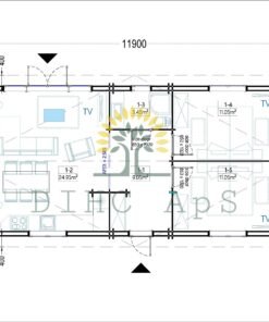 Timmerstuga ANICA (44 + 44mm) , 71 m²