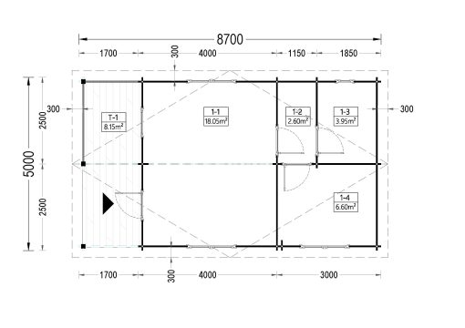 Attefallshus + terrass ARGO (44 mm), 35 m² + 8m²