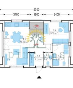 Timmerstuga ASTRID 120 m² (44 mm + 19 mm träbeklädnad)