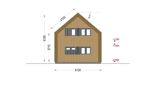 Timmerstuga ASTRID 120 m² (44 mm + 19 mm träbeklädnad)