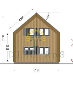 Timmerstuga ASTRID 120 m² (44 mm + 19 mm träbeklädnad)