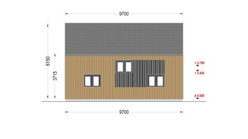 Timmerstuga ASTRID 120 m² (44 mm + 19 mm träbeklädnad)