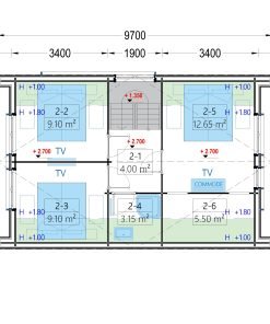 Timmerstuga ASTRID 120 m² (44 mm + 19 mm träbeklädnad)