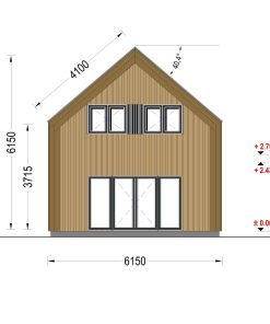 Timmerstuga ASTRID 120 m² (44 mm + 19 mm träbeklädnad)