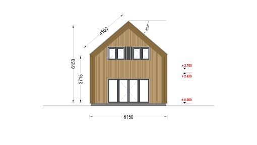 Timmerstuga ASTRID 120 m² (44 mm + 19 mm träbeklädnad)