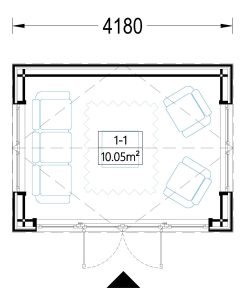 Friggebod EMMY 12 m² (34 mm + 19 mm träbeklädnad)