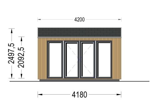 Friggebod EMMY 12 m² (34 mm + 19 mm träbeklädnad)