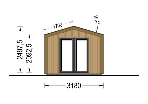 Friggebod EMMY 12 m² (34 mm + 19 mm träbeklädnad)