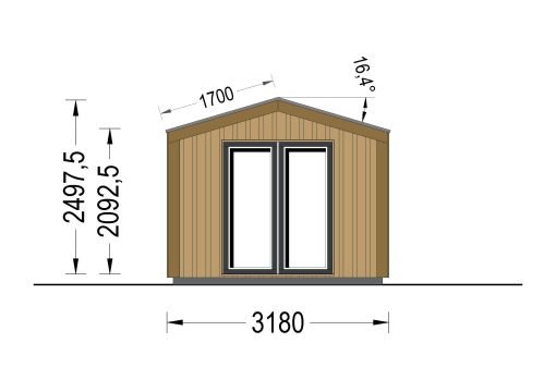 Friggebod EMMY 12 m² (34 mm + 19 mm träbeklädnad)